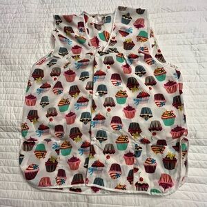Butterfly brand cupcake print smock apron with pocket